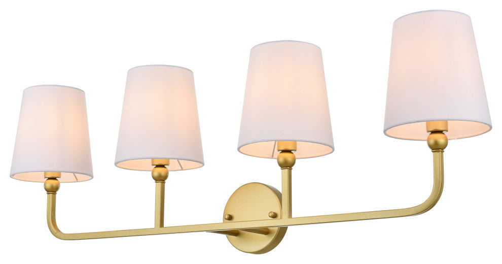 4 Light Brass And Clear Bath Sconce