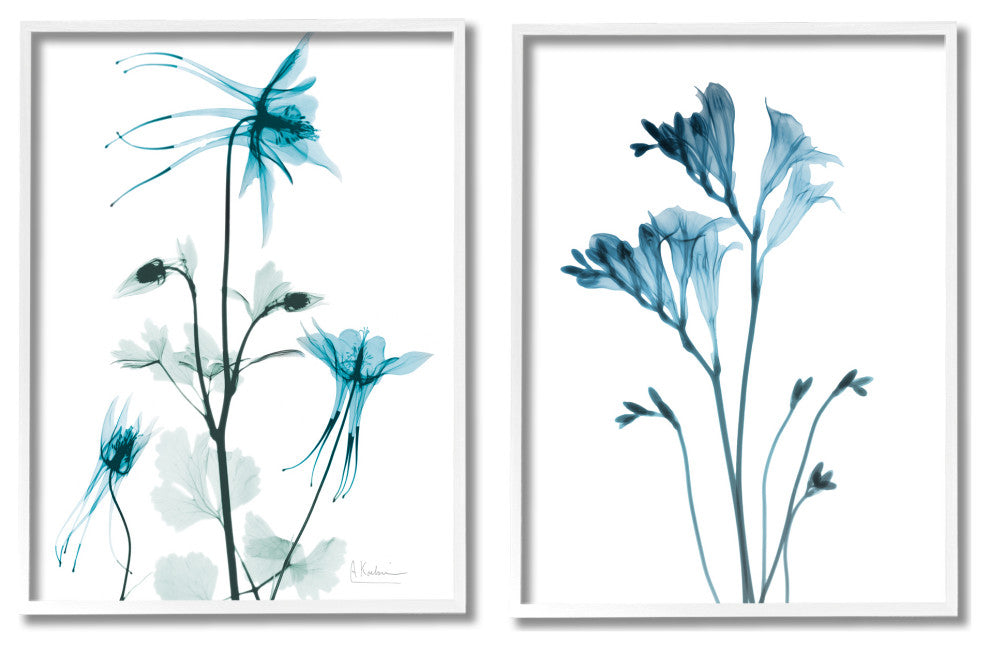 Beautiful Minimalist Blue Flower Plant Stem Photograph, 2pc, each 11 x 14