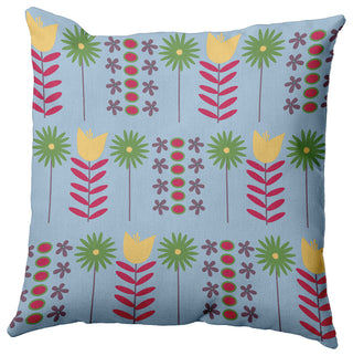 Daisy May's Garden Polyester Indoor Pillow, Blue, 16"x16"