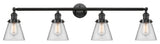 Small Cone 4-Light Bath Fixture, Clear Glass, Oil Rubbed Bronze
