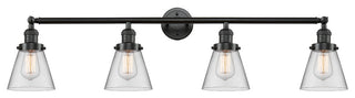 Small Cone 4-Light Bath Fixture, Clear Glass, Oil Rubbed Bronze