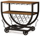 Triesta Antiqued Metal And Wood Wheeled Wine Rack Cart