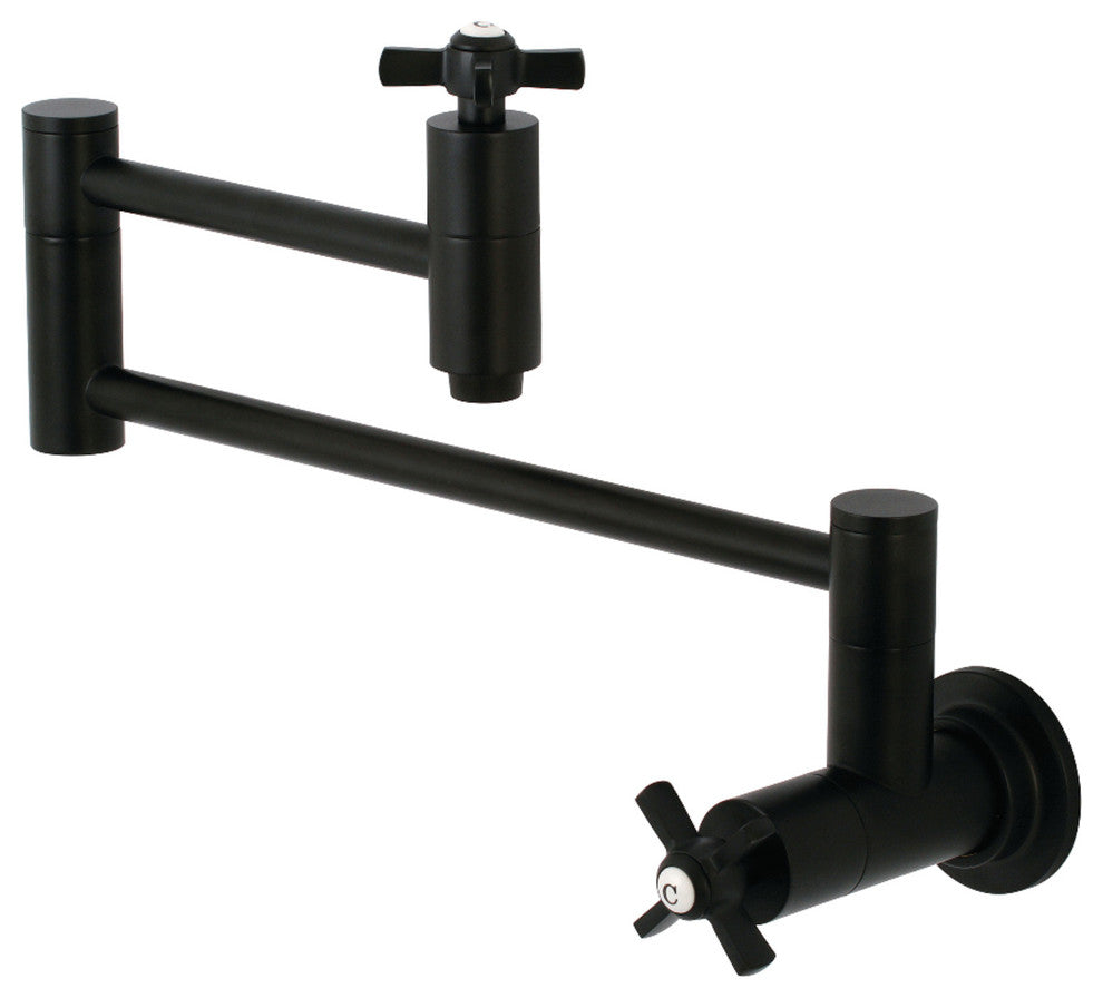 Kingston Brass Wall Mount Pot Filler Kitchen Faucet, Matte Black