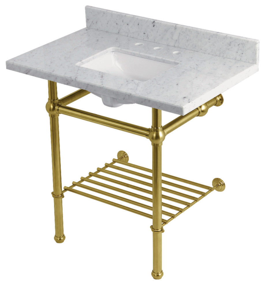 KVPB36MBSQB7 36" Console Sink with Brass Legs (8", 3 Hole)