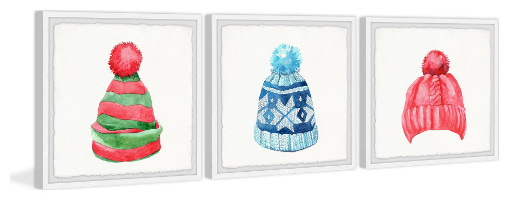 Winter Hats Triptych, 3-Piece Set, 32x32