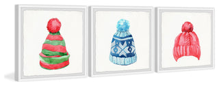 Winter Hats Triptych, 3-Piece Set, 32x32