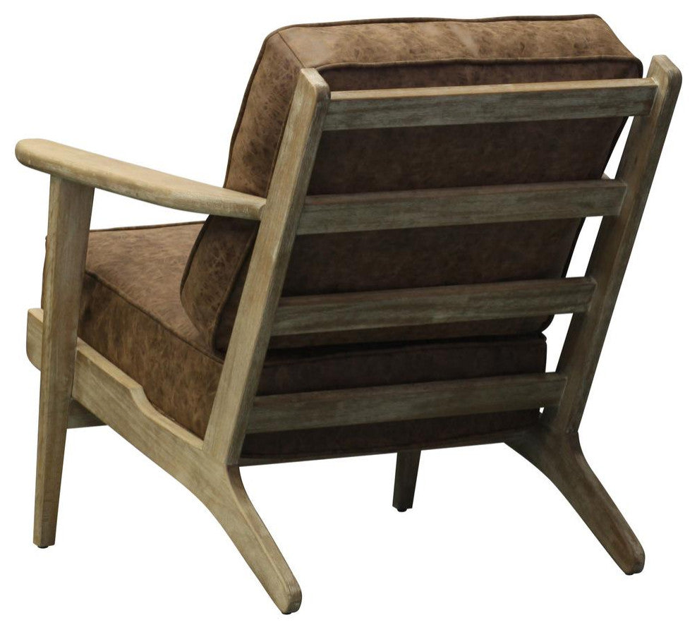 Albert PU Leather Accent Chair - Nubuck Chocolate Brown