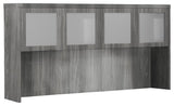 72" Hutch With Glass Doors, Gray Steel