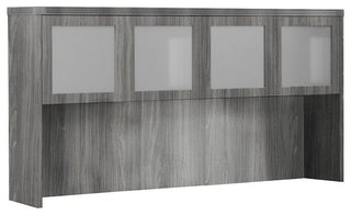 72" Hutch With Glass Doors, Gray Steel