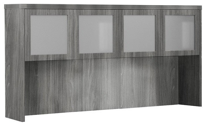 72" Hutch With Glass Doors, Gray Steel