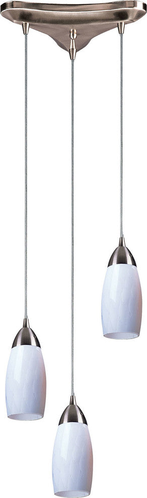 Milan 3-Light Satin Nickel Pendant, Yellow Glass