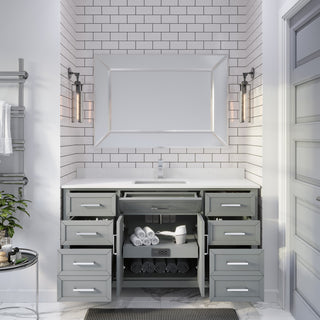 Terrence 60" Vanity with Power Bar and Drawer Organizer, Oxford Gray