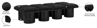 Pavilion Boucle Fabric Upholstered 8-Piece Modular Bench, Black, Black Finish