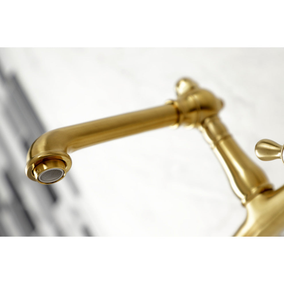 Kingston Brass KS7247AX 8" Center Wall Mount Bathroom Faucet, Brushed Brass