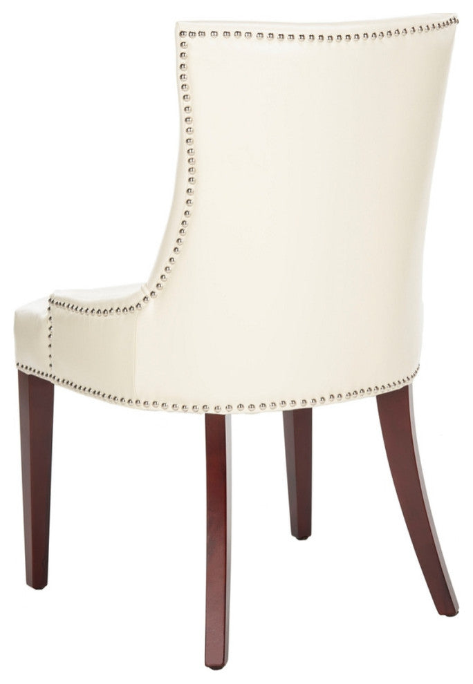 Rocco 19''h Leather Dining Chair - Silver Nail Heads (Set of 2) Flat Cream