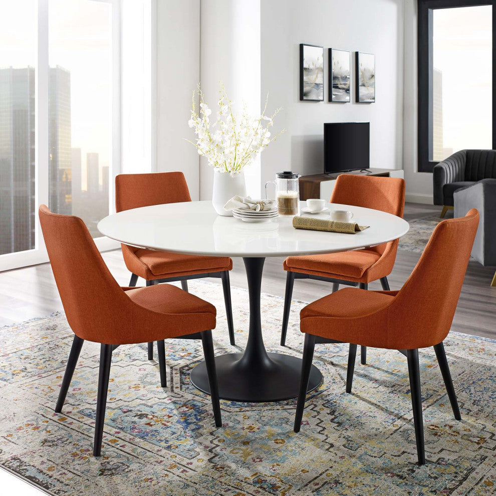 Black White Lippa 54" Round Wood Dining Table