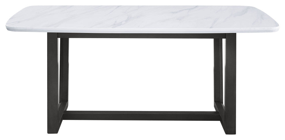 Madan Dining Table, Marble Top and Weathered Gray