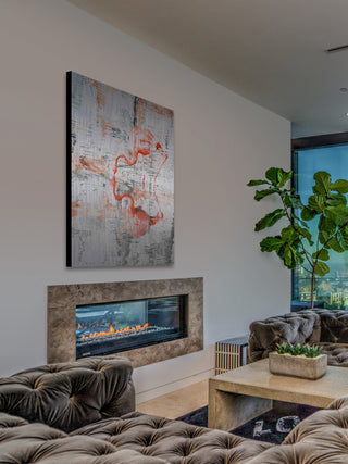 "Flamingo Reflection" Painting Print on Brushed Aluminum, 40"x60"