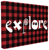 Explore Plaid Typography, 24"x30", Stretched Canvas Wall Art