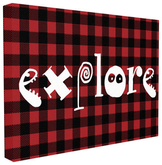 Explore Plaid Typography, 24"x30", Stretched Canvas Wall Art