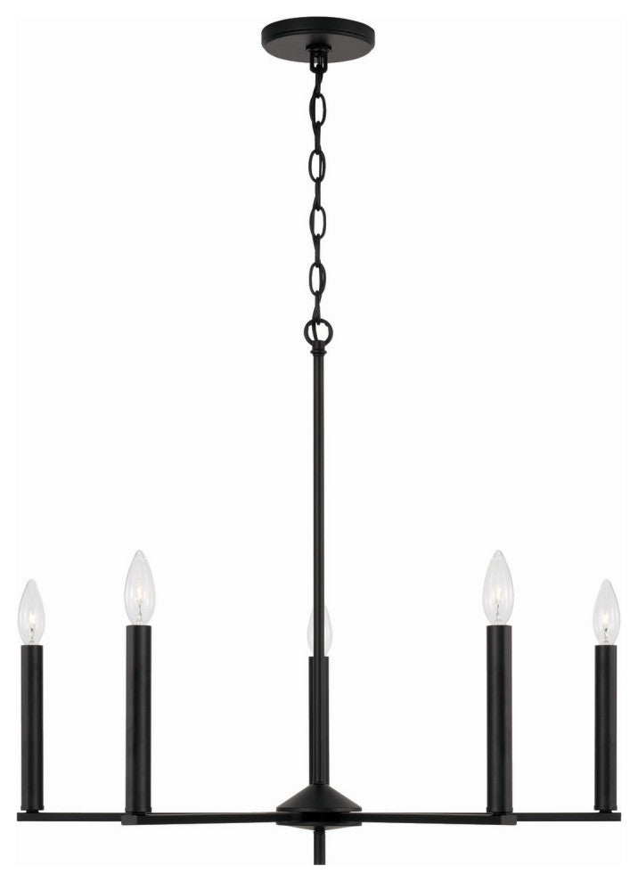 Portman Five Light Chandelier, Matte Black