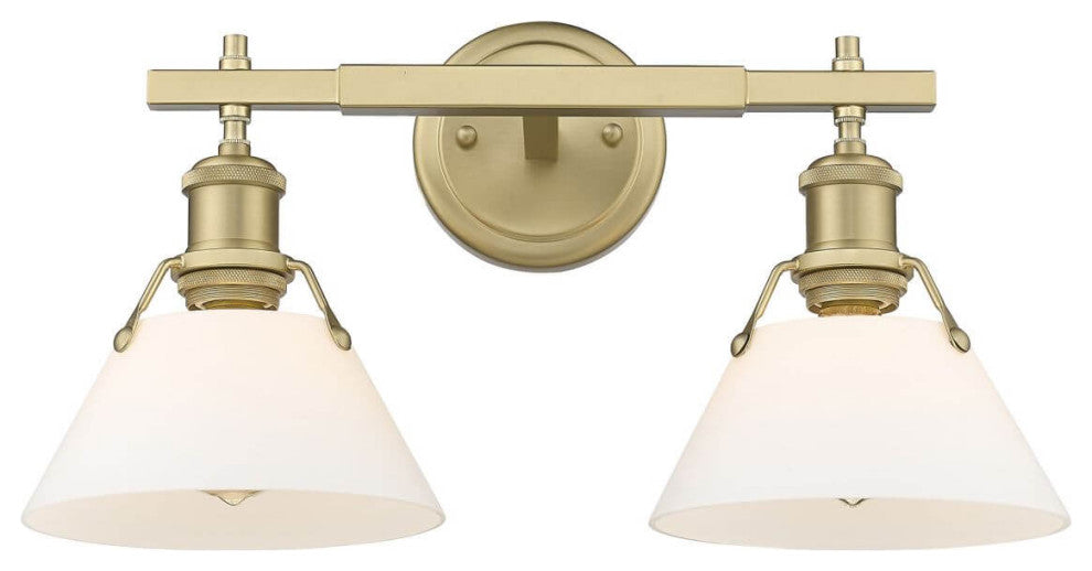 2 Light 18" Bath Vanity, Brushed Champagne Bronze With Opal Glass Shade