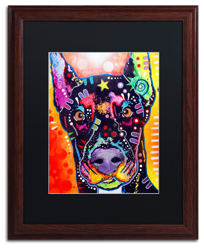 Dean Russo 'Doberman' Art, Wood Frame, Black Mat, 16x20