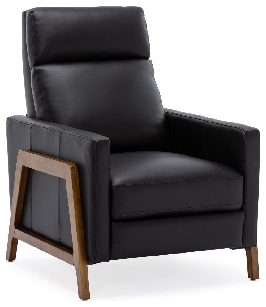 Reed Leather Push Back Recliner, Black