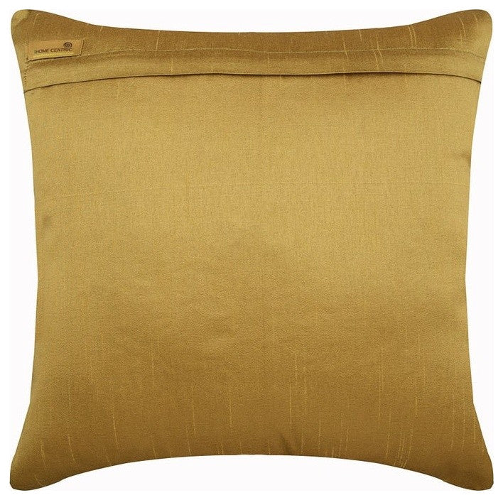 Damask Embroidery Red & Gold Art Silk 26"x26" Pillow Cover, Red Damascus