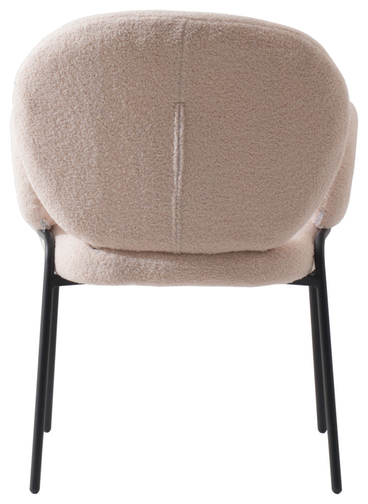 Celestial Boucle Dining Chairs Modern Upholstered with Iron Legs, Beige