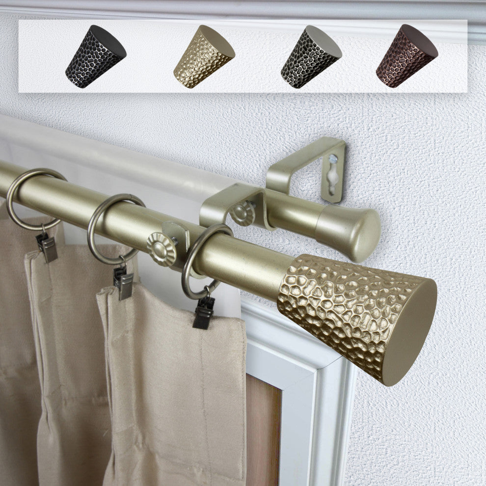 Maira 1" Double Curtain Rod, Light Gold, 48-84"