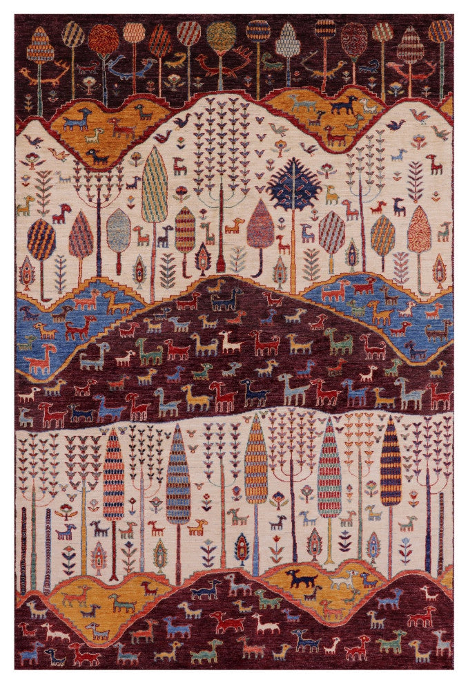 5' 8" X 8' 4" Hand-Knotted Tribal Persian Gabbeh Wool Rug Q5872