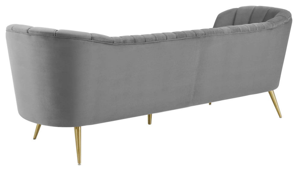 Opportunity Vertical Channel Tufted Curved Performance Velvet Sofa