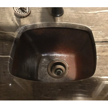16" Rustic Farmhouse Copper Kitchen Bar Prep Sink with a 3.5"  Strainer Drain