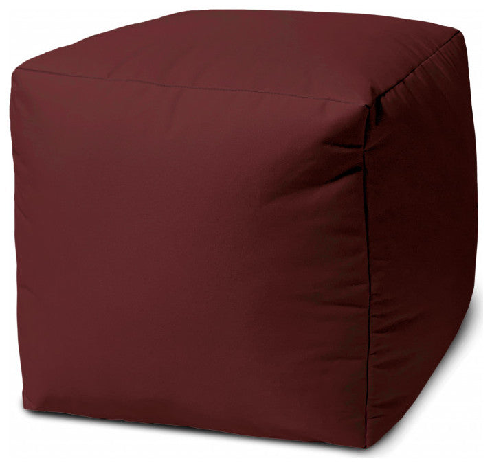 17  Cool Deep Merlot Burgundy Solid Color Indoor Outdoor Pouf Ottoman