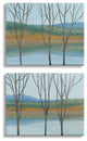 Lakeside Landscape With Bare Trees Nature Painting2-Piece, 24x30