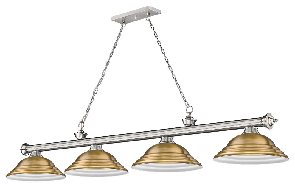 Zlite 2306-4BN-SRB 4-Light Billiard, Rubbed Brass