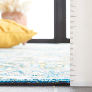 Safavieh Barbados Collection BAR513 Indoor-Outdoor Rug, Ivory/Light Blue, 6'6" Square