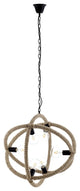 Country Farm Chandelier Pendant Ceiling Light, Metal Rope, Beige