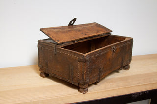 Rustic Carved Antique Cash Box