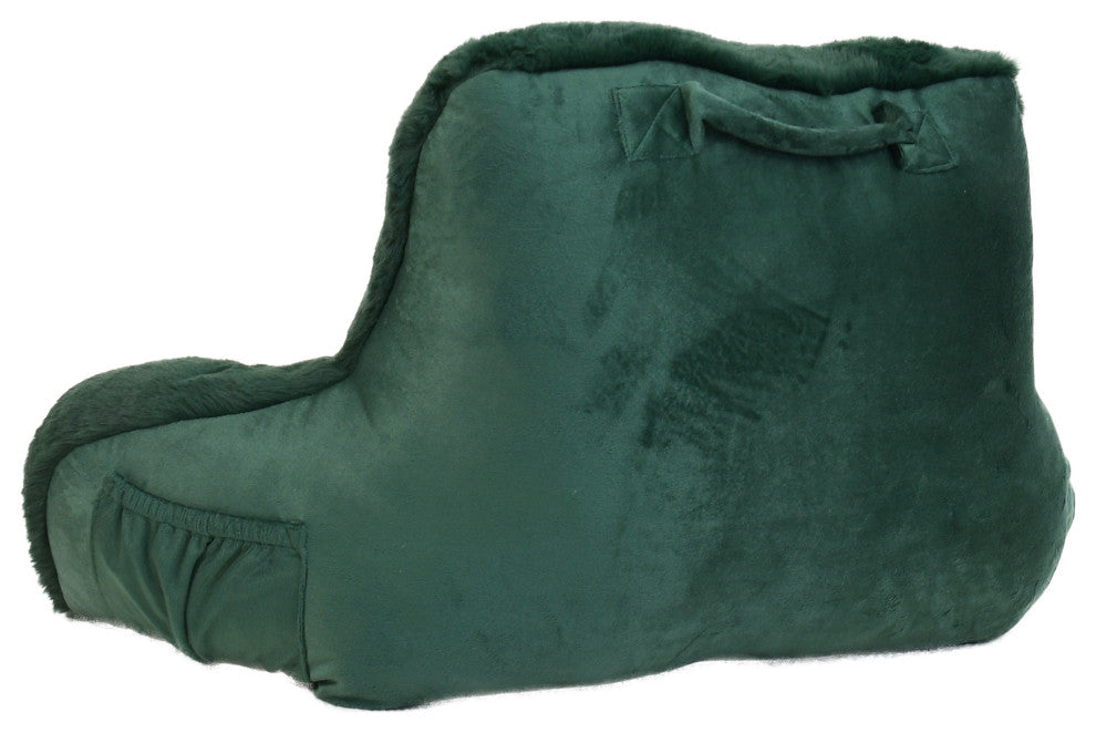 Faux Fur Bedrest Shell, Dark Green, 20"x18" X17"