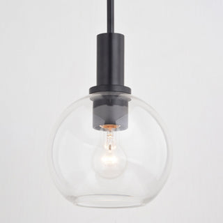 Marshall Matte Black Transitional Mini Pendant Ceiling Light Clear Glass Globe
