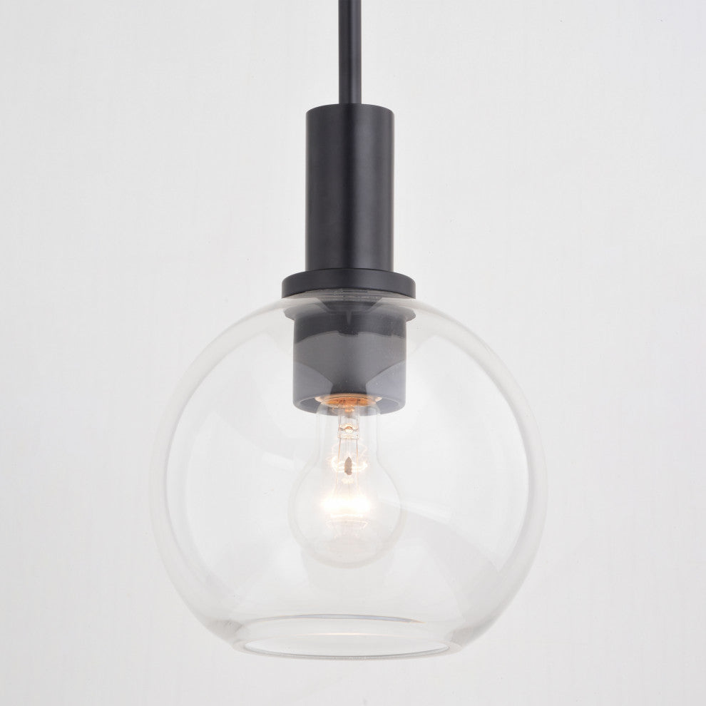 Marshall Matte Black Transitional Mini Pendant Ceiling Light Clear Glass Globe