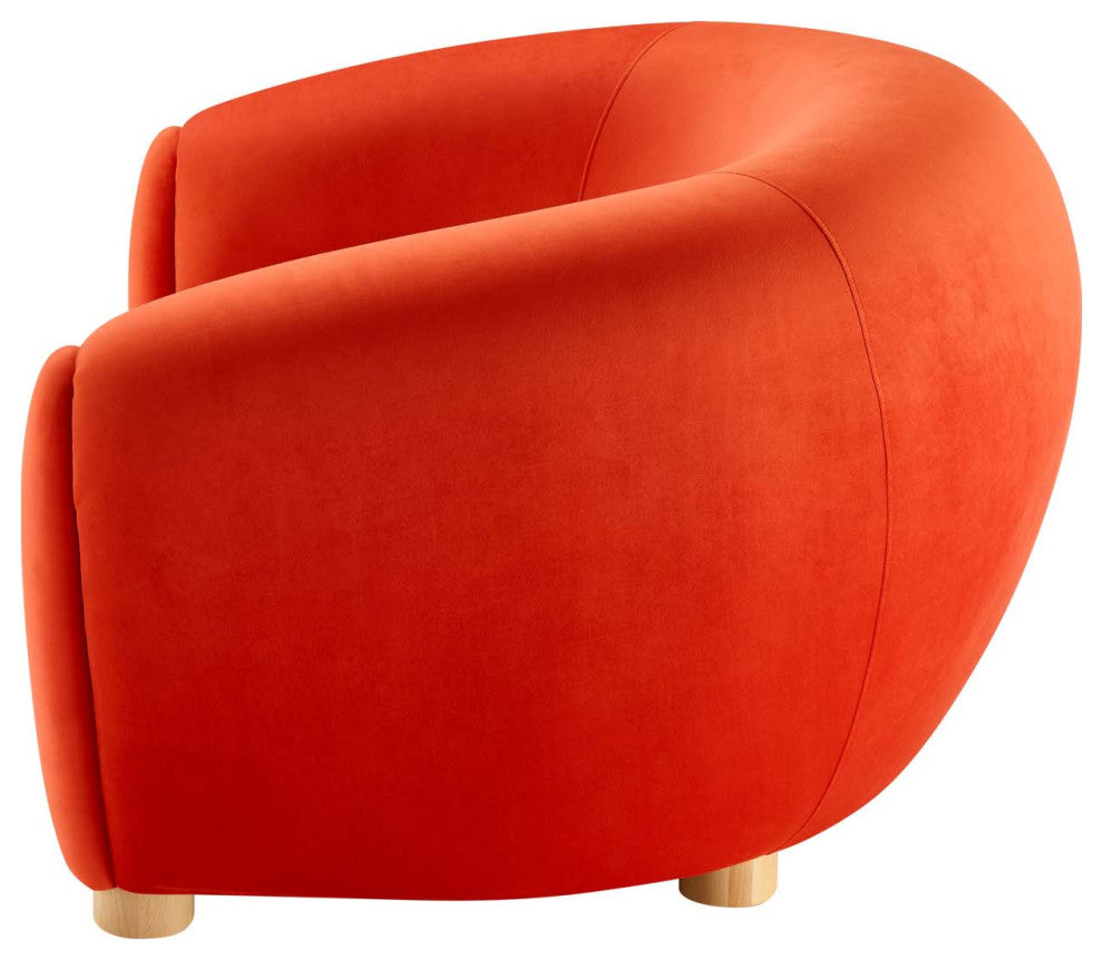 Armchair Accent Chair, Velvet, Orange, Modern, Living Lounge Hotel Hospitality
