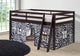 Roxy Junior Loft Espresso Twin Bed With Zebra Playhouse Tent