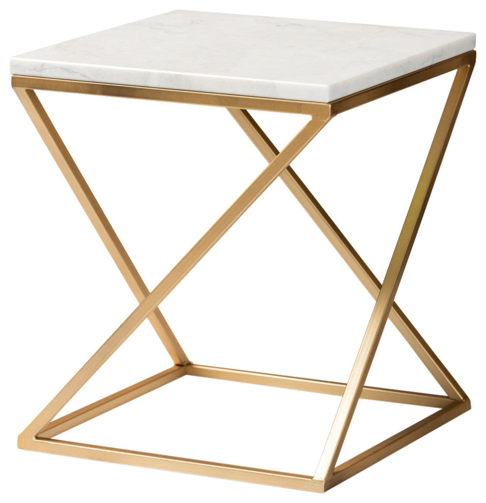 Jacqueline Contemporary End Table, Gold