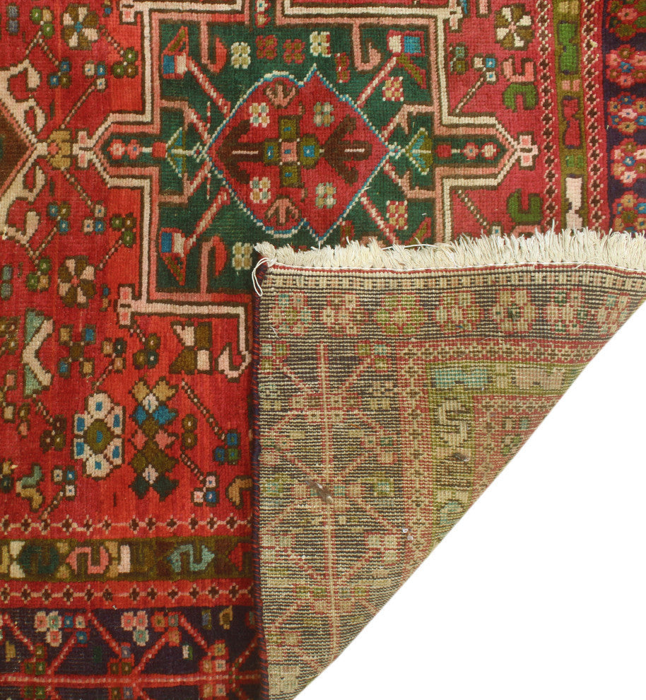 Fine Vintage Distressed Aekley Red/Navy Runner, 3'11x13'5