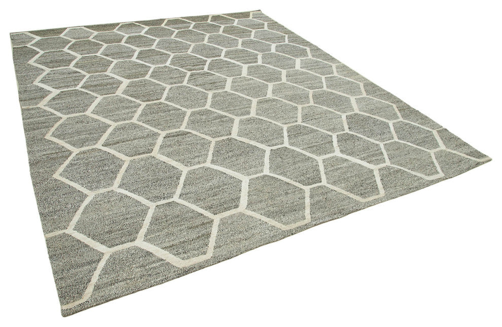 Rug N Carpet - Handmade Turkish 8' 3'' x 9' 11'' Modern Design Wool Kilim Rug