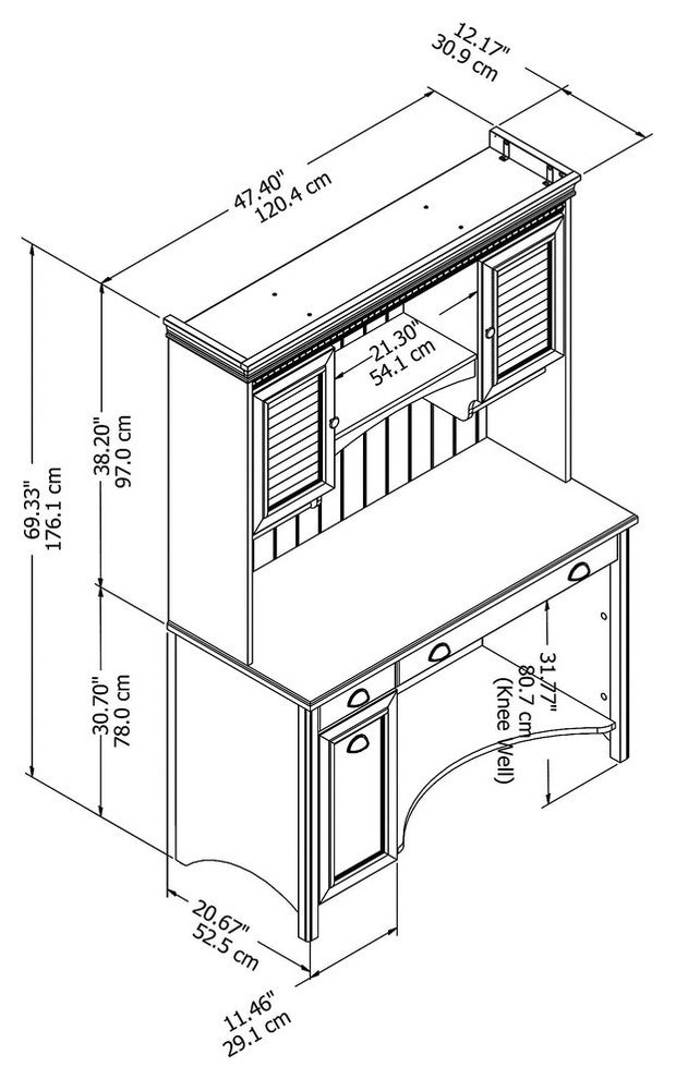 Stanford Computer Desk With Hutch and Drawers