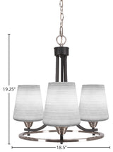 Paramount 3-Light Chandelier, Matte Black & Brushed Nickel, 6" White Matrix